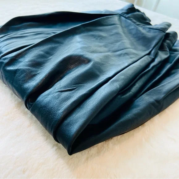Target | S | Black | High Waist Faux Leather Pleated Mid-Length Skirt - Picture 3 of 4